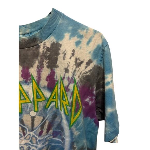Def Leppard 90s Band T-Shirt Band Giant Tag Tie Dye Single Stitch Men's Large - Picture 4 of 10